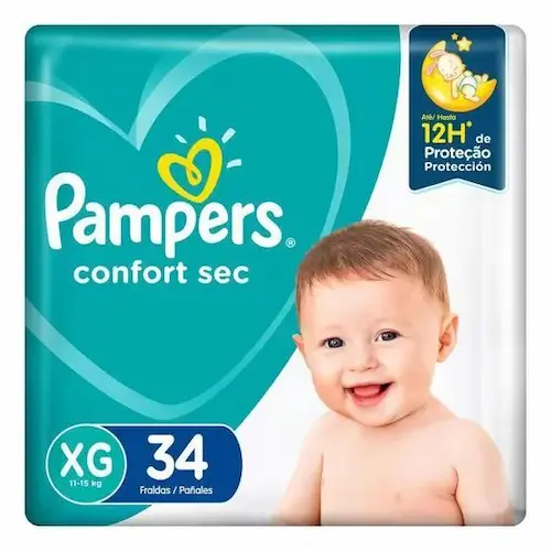 Fralda descartável Pampers Confort Sec XG c/ 34 un.